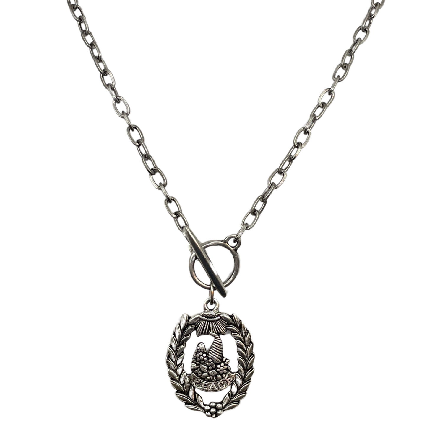 Silver Plated 18" Chain with Silver Plated Peace Cornucopia