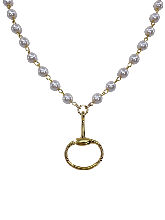 Vintage Faux Pearls With Vintage Gold Plated Horse Bit