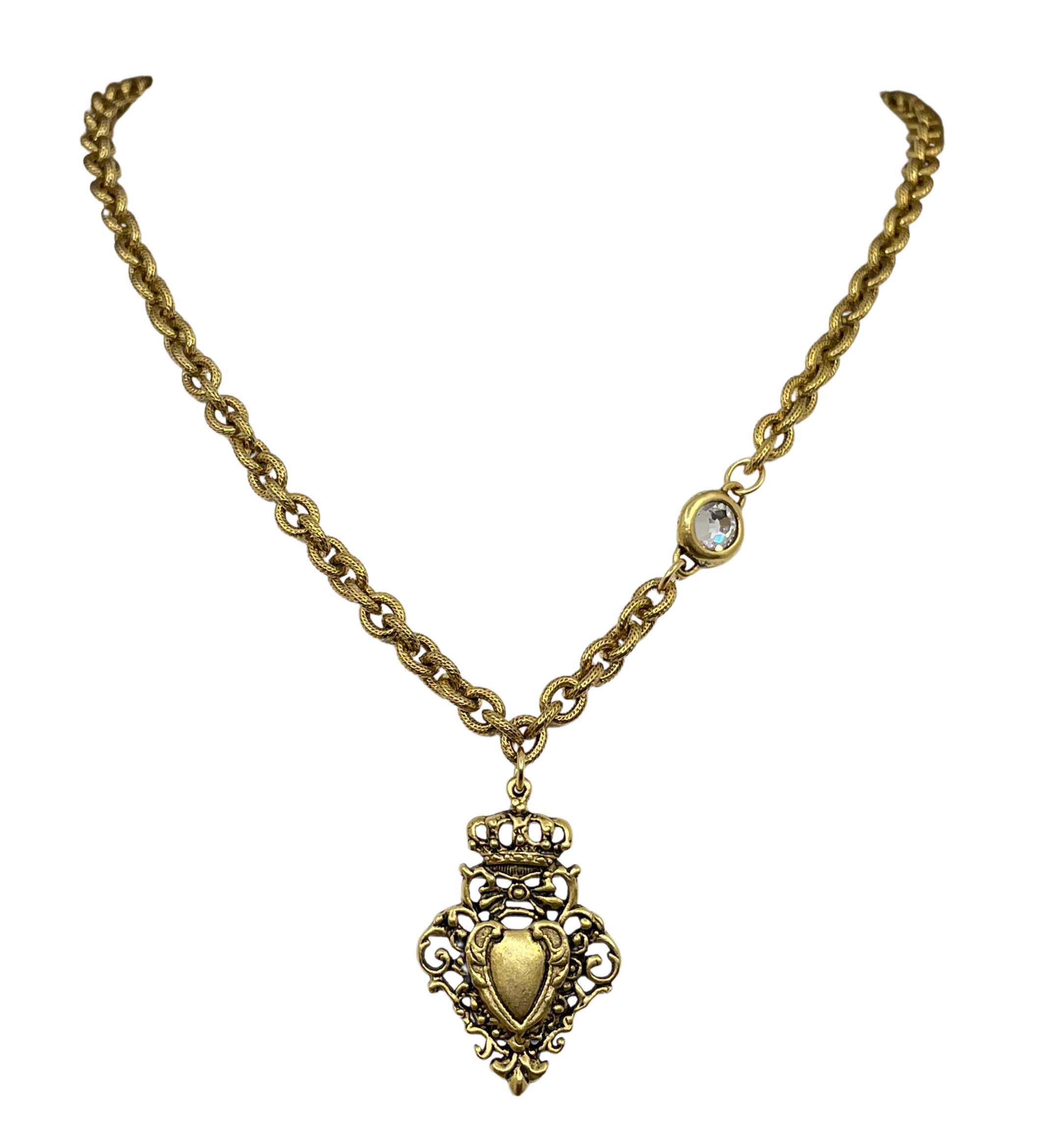 Gold Plated 18" Chain with Gold Queen of Hearts Pendant