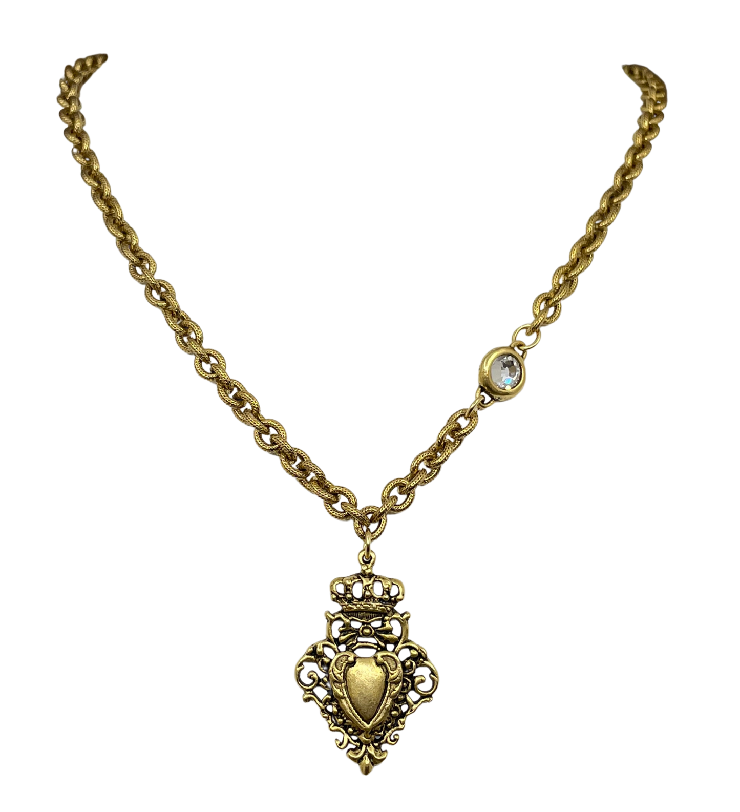 Gold Plated 18" Chain with Gold Queen of Hearts Pendant