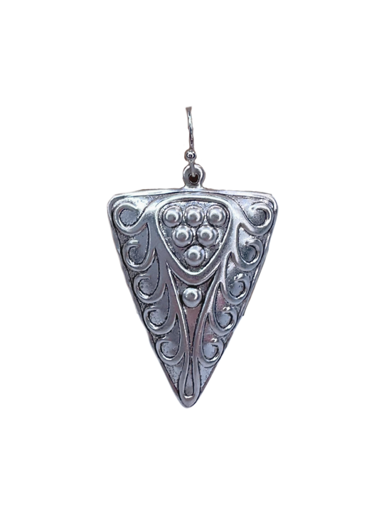 Sterling Plated Embossed Triangle Earrings