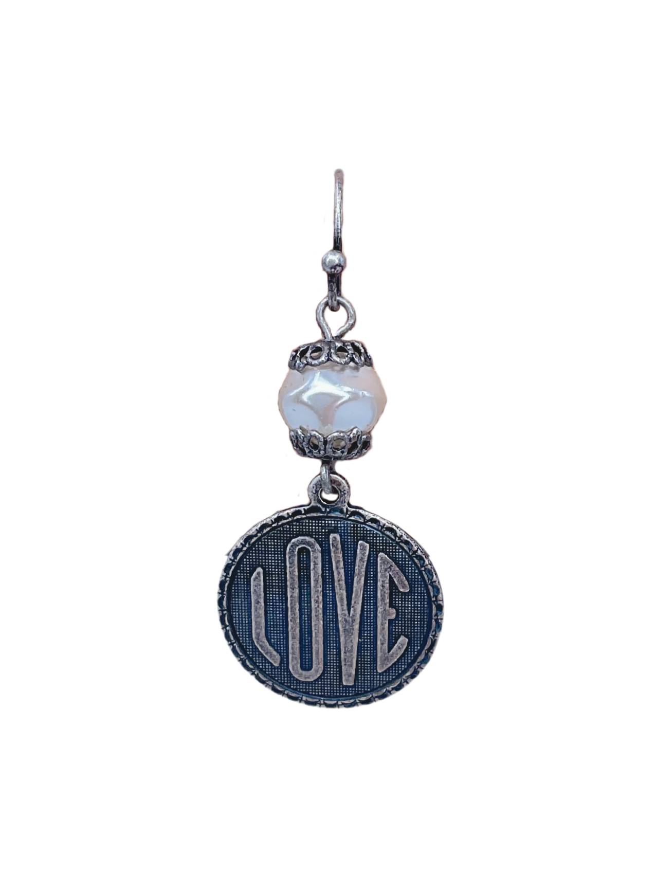 Vintage Sterling Plated Love Charm with Vintage Pearl