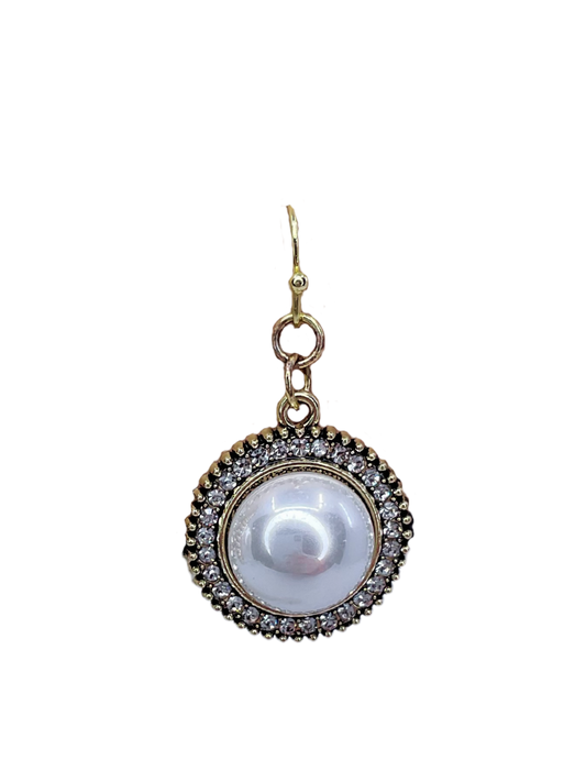 Faux Pearl and Rhinestone Earrings