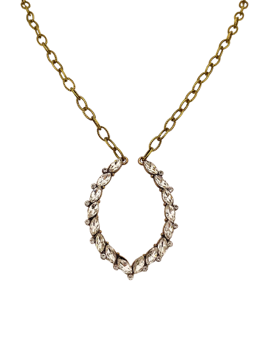 Vintage Rhinestone Horseshoe Necklace