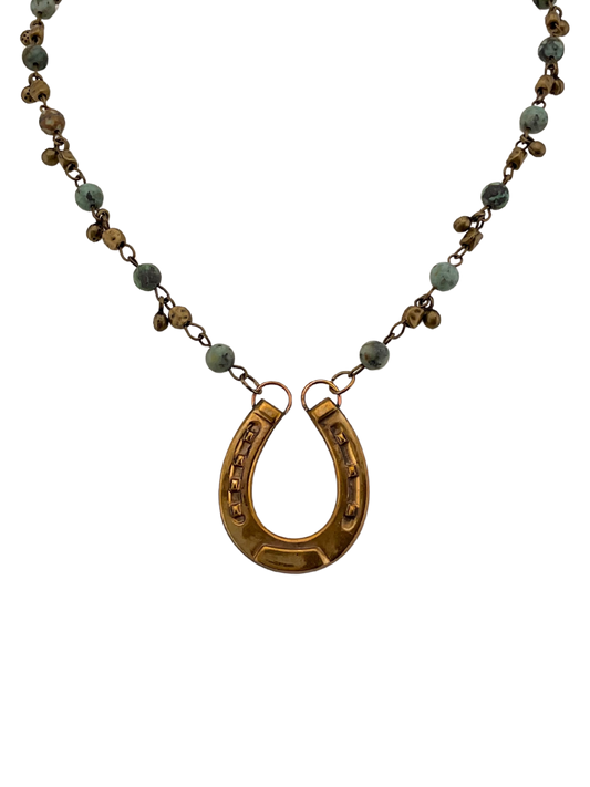 Vintage Rosary Chain with Small Gold plated Horse Shoe