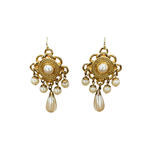 Gold-Plated Rope & Pearl Earrings