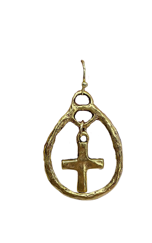 Cross Teardop Earrings