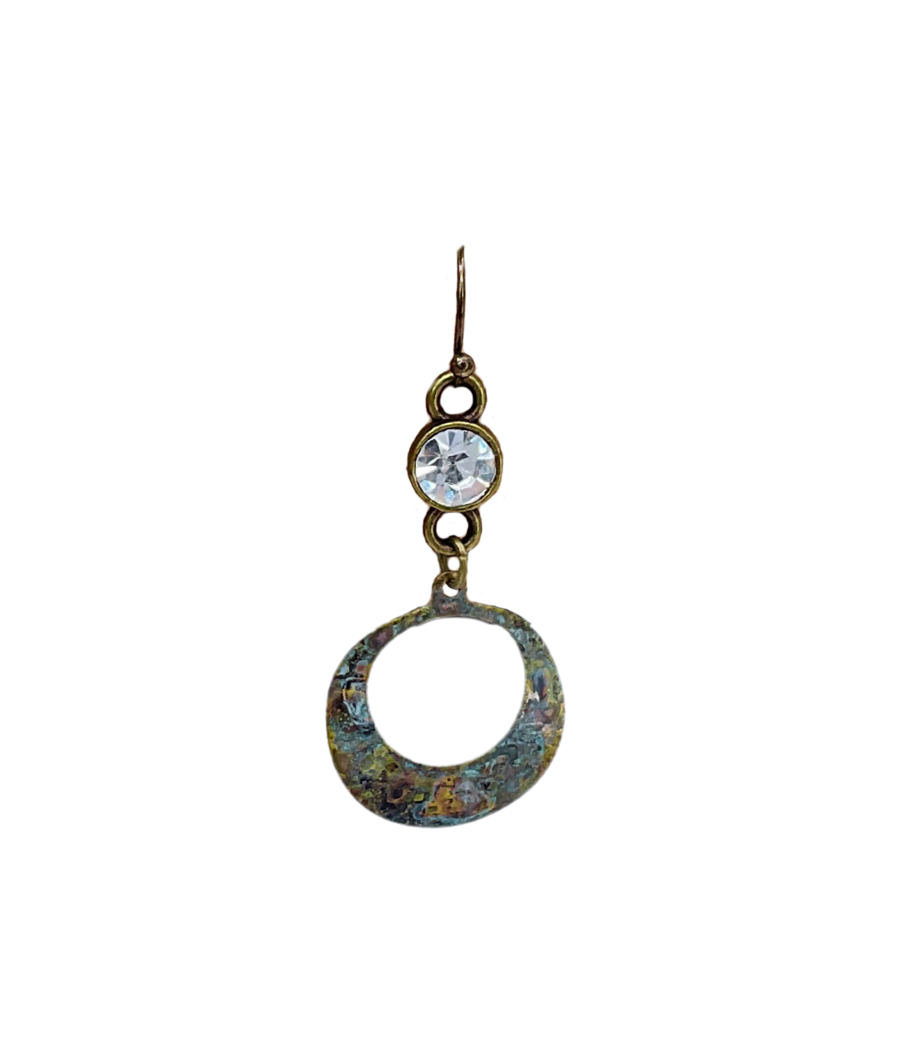 Patina Circle and CZ Earrings