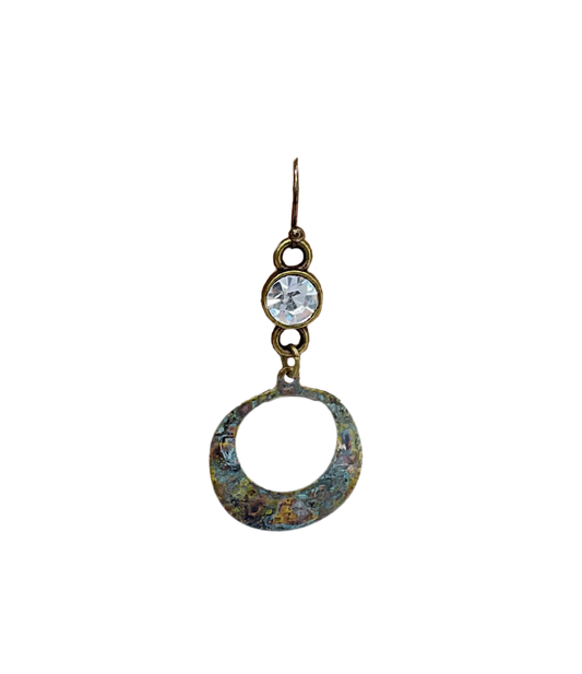 Patina Circle and CZ Earrings