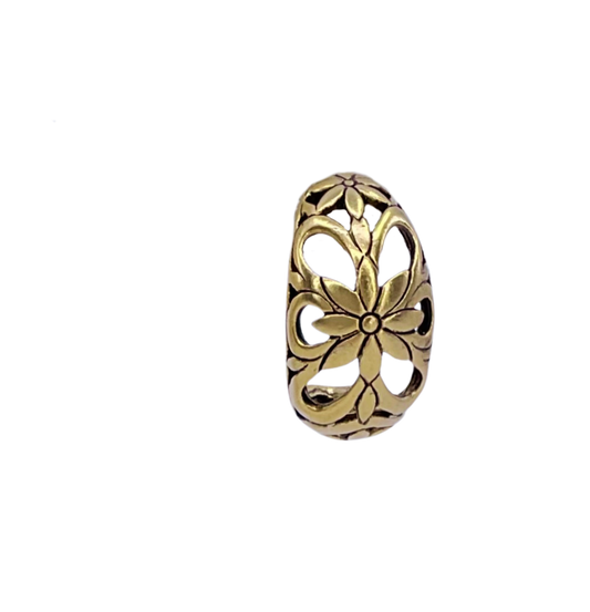 Reproduction Gold Plated Floral Half Hoop Earrings