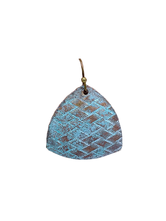 Patina Stamped Triangle Earrings