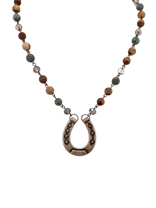 Vintage Rosary Chain with Small Vintage Sterling Plated Horse Shoe