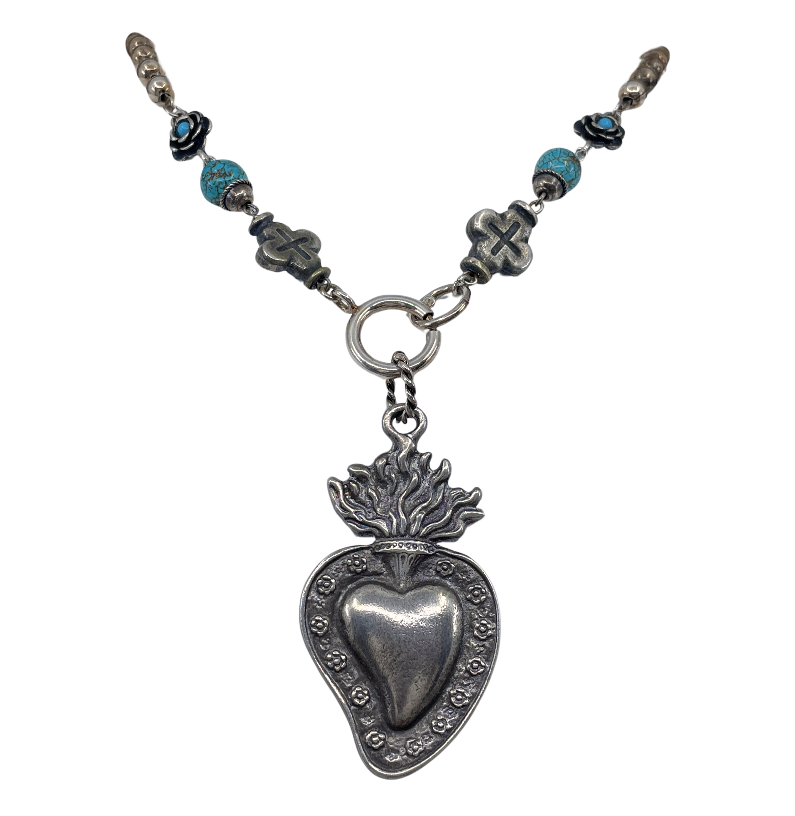 Vintage Ex-Voto Heart Pendant Necklace