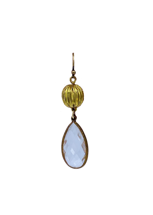 Vintage Fluted Crystal Drop Earrings