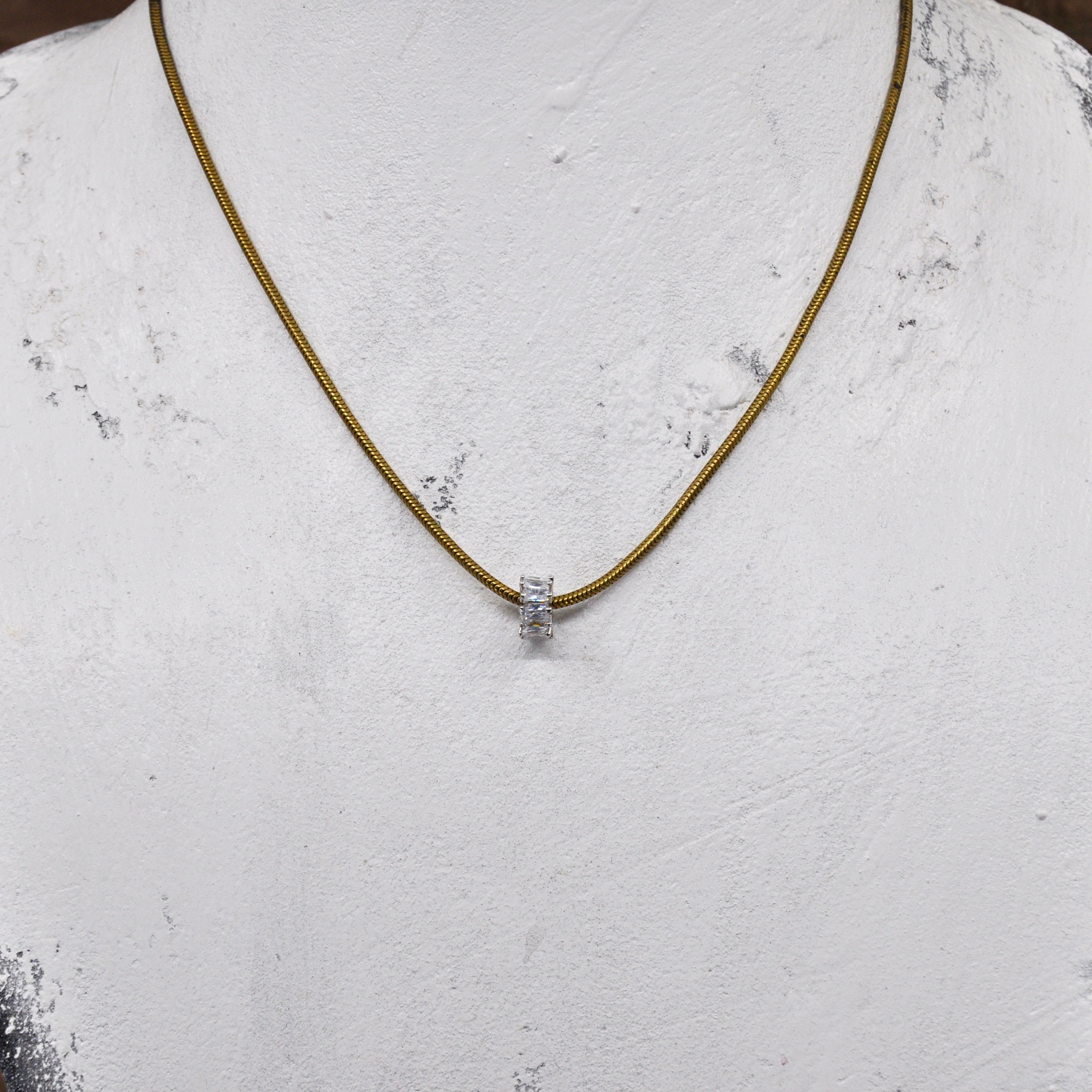 Vintage Snake Layering Chain with Pave Bead