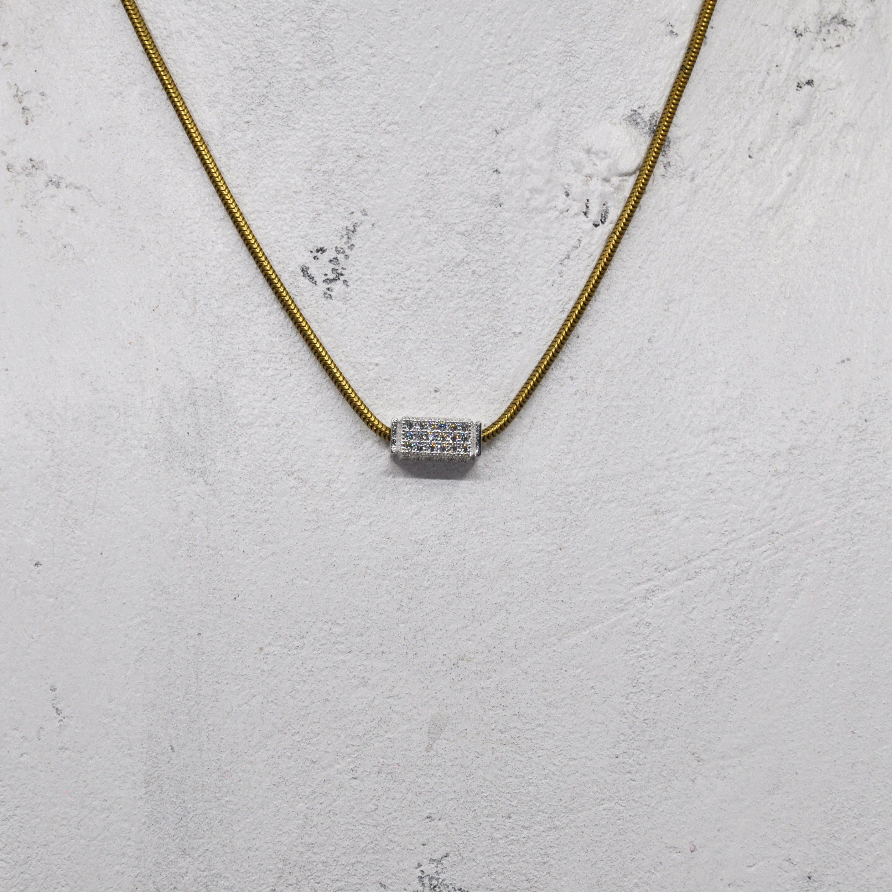 Vintage Snake Layering Chain with Pave Bead