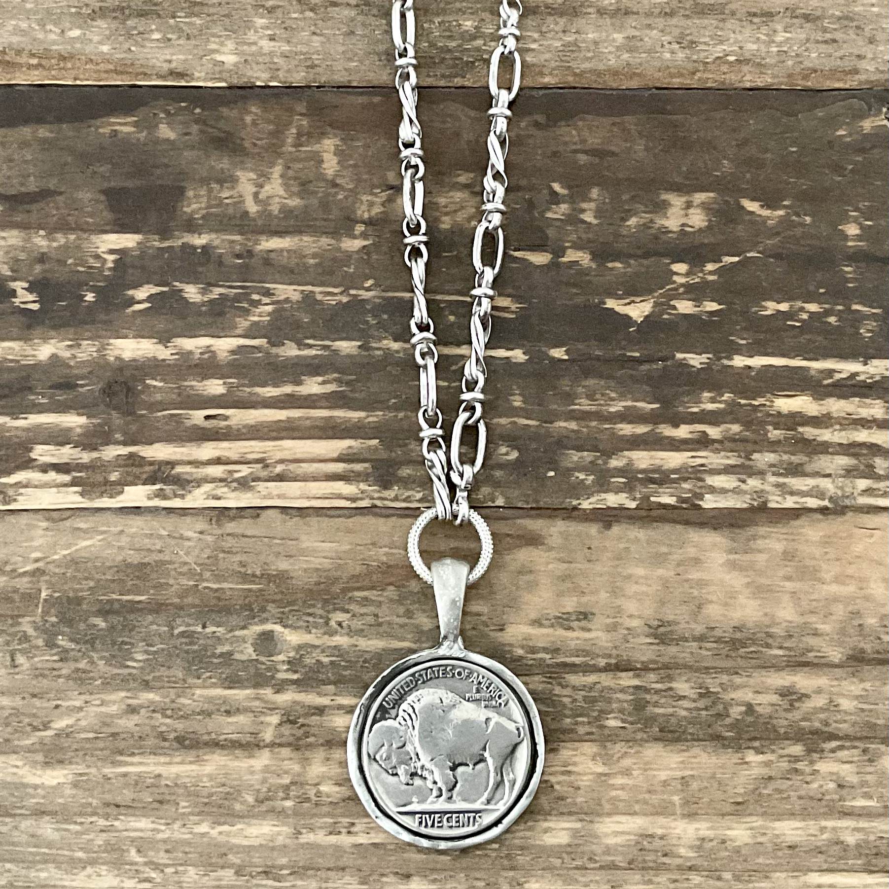 Vintage Sterling Chain with Vintage Buffalo Nickel