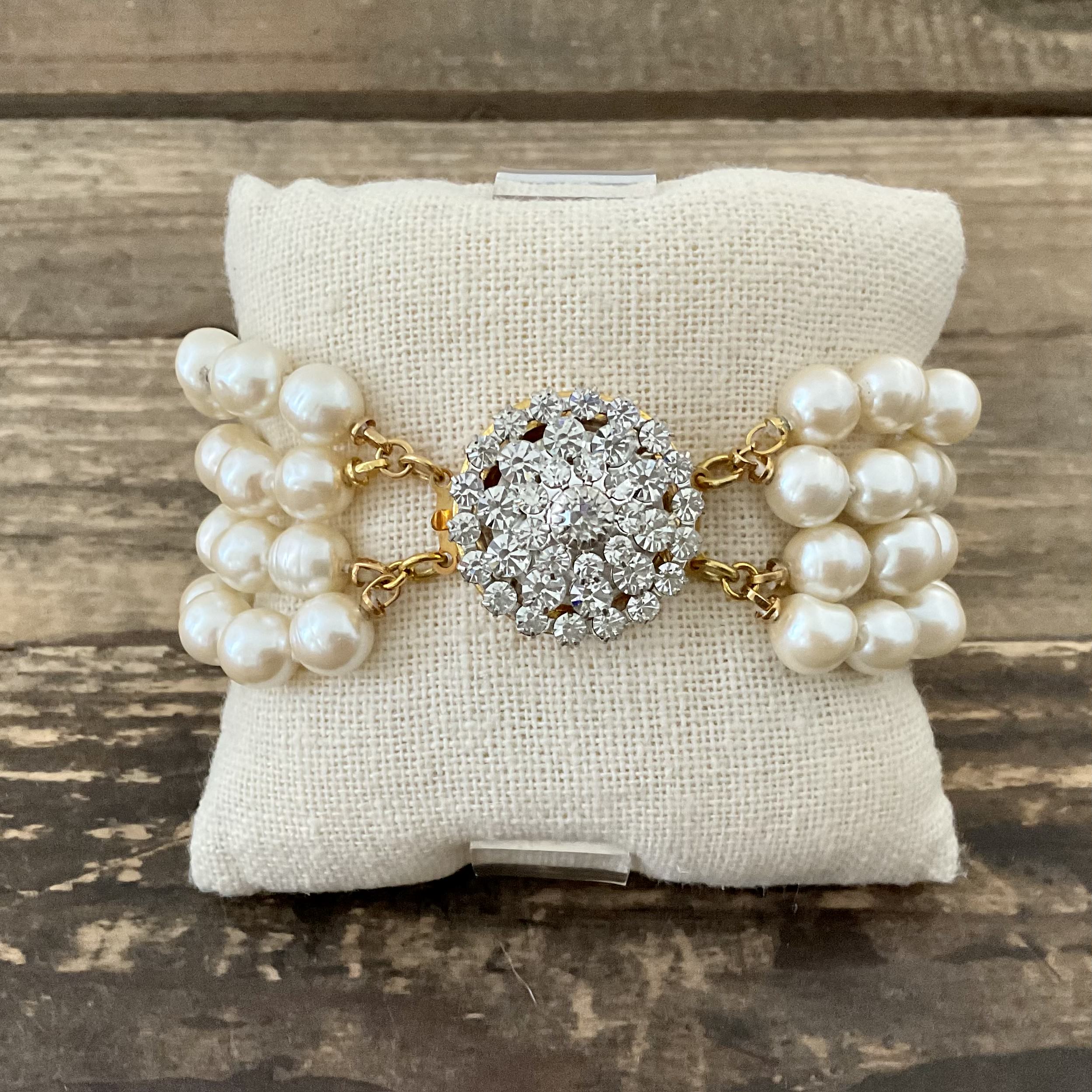 Vintage Pearl & Czech Button Bracelet