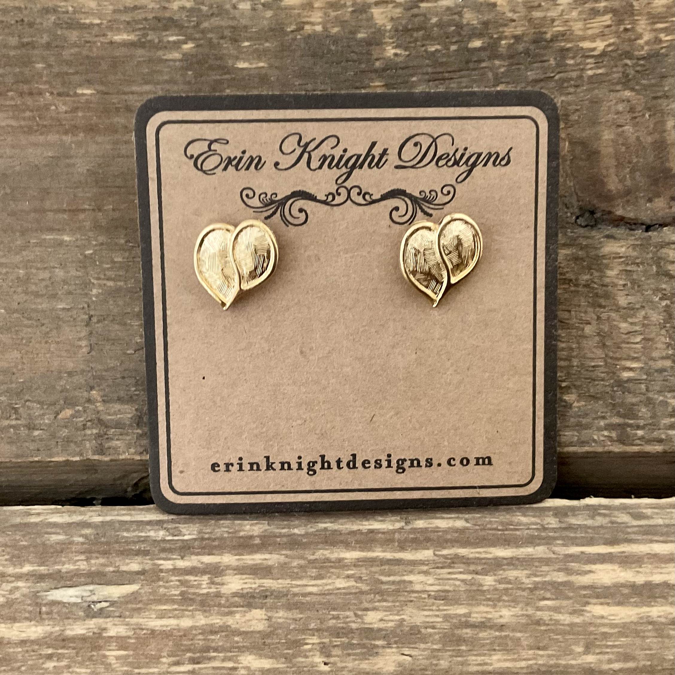 Vintage Gold Plated Heart Earrings