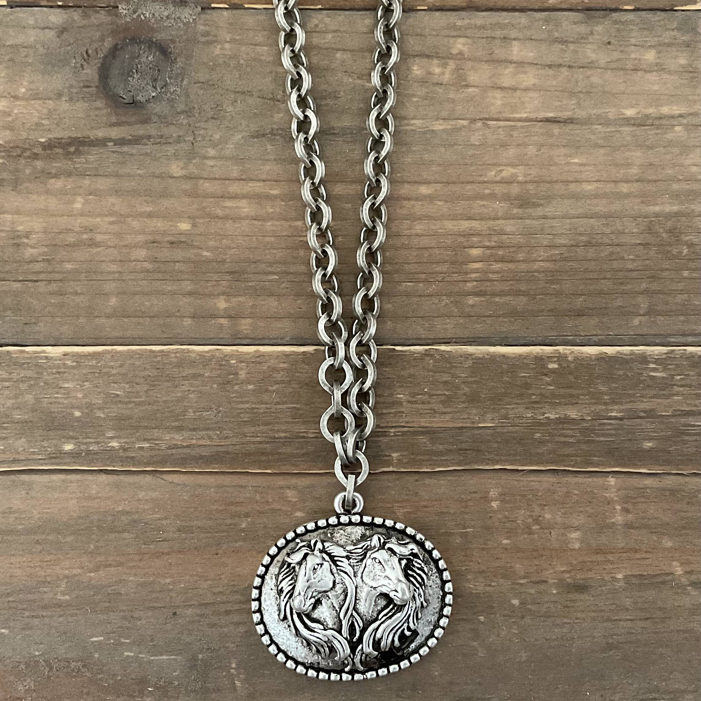 Sterling Plated 18" Chain with Vintage Horse Pendant