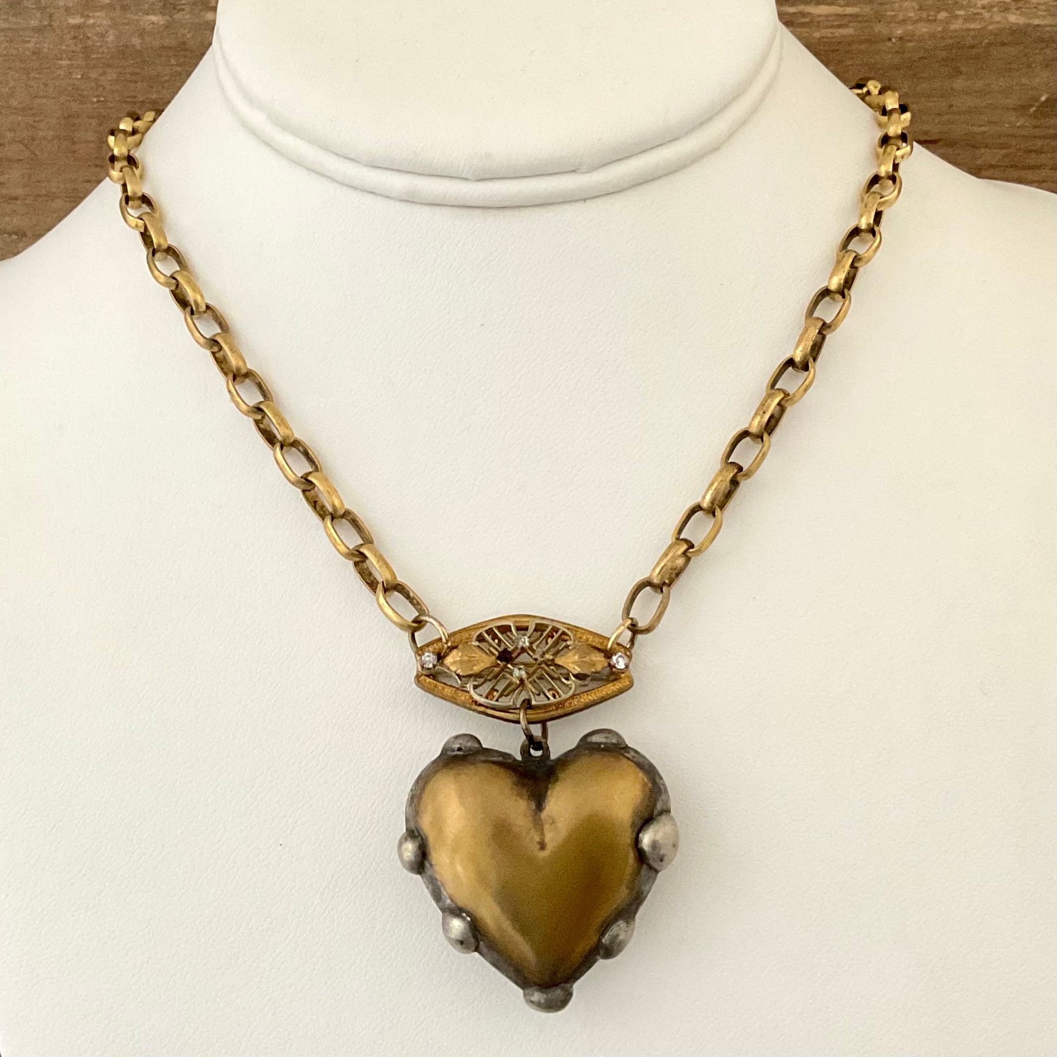 Vintage Chain with Vintage Connector & Soldered Heart 16"
