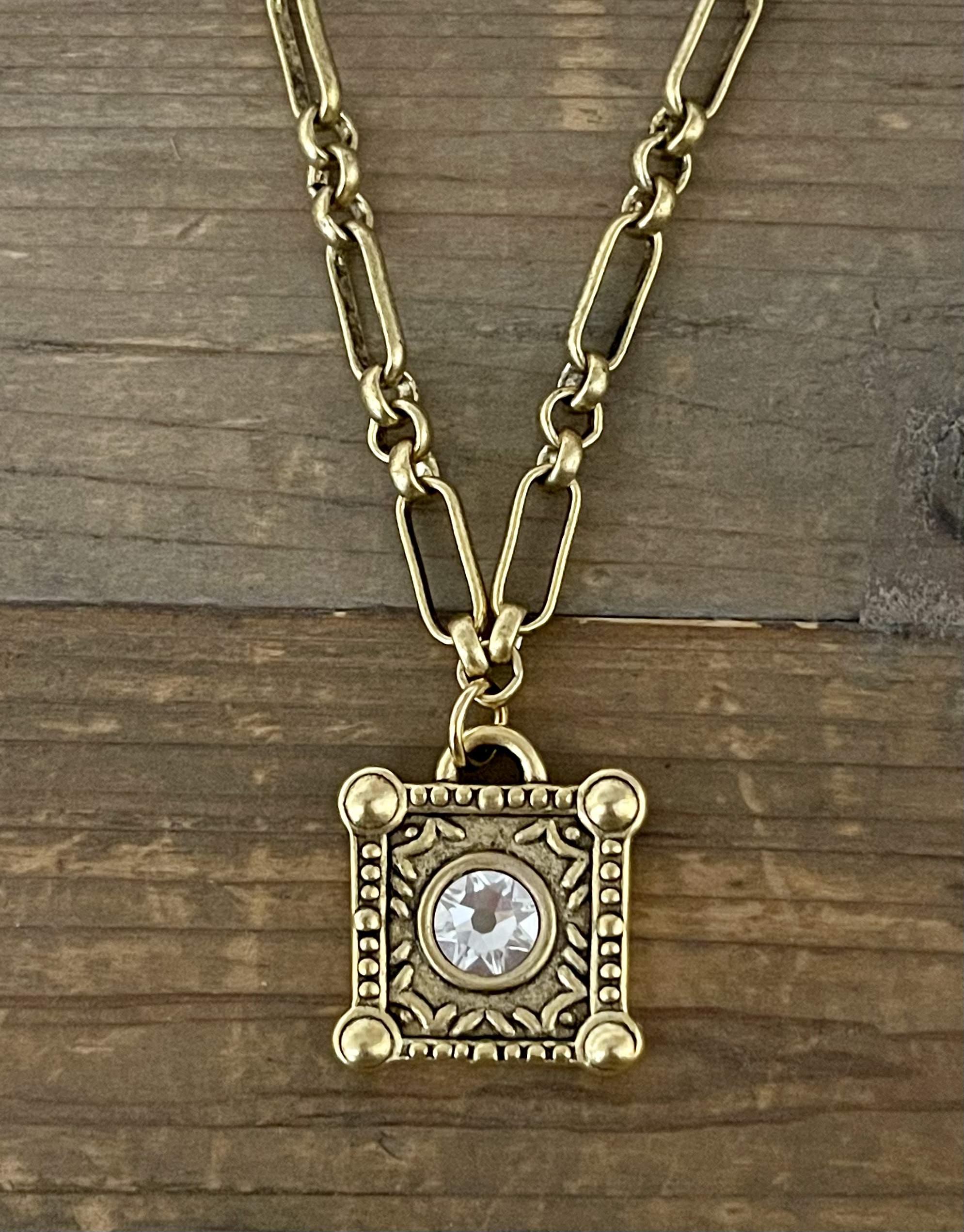 Gold Plated 18" Chain with Swarovski Crystal Pendant