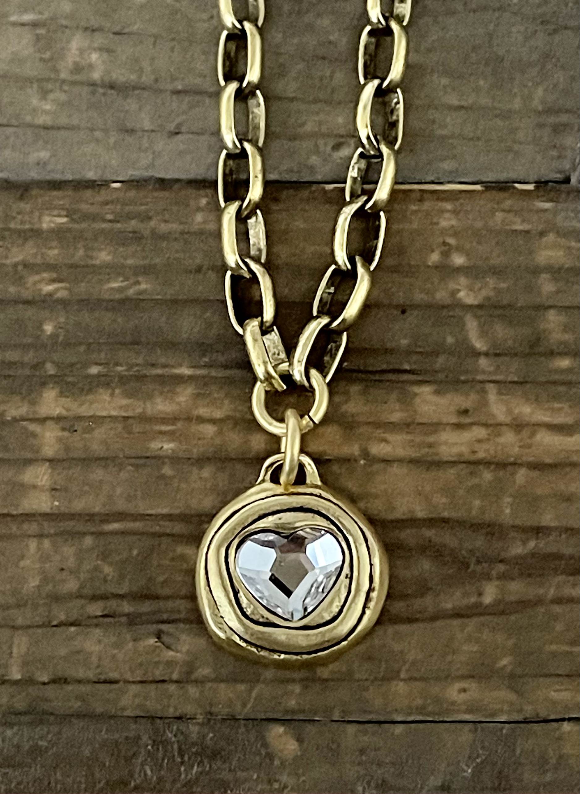 Gold Plated 18" Chain with Swarovski Crystal Heart Pendant