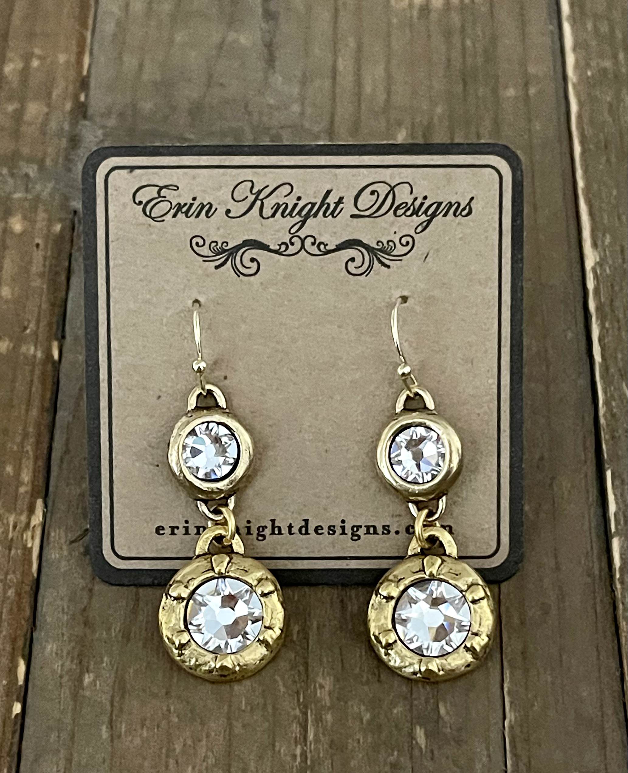 Gold Plated Double Swarovski Crystal Earrings