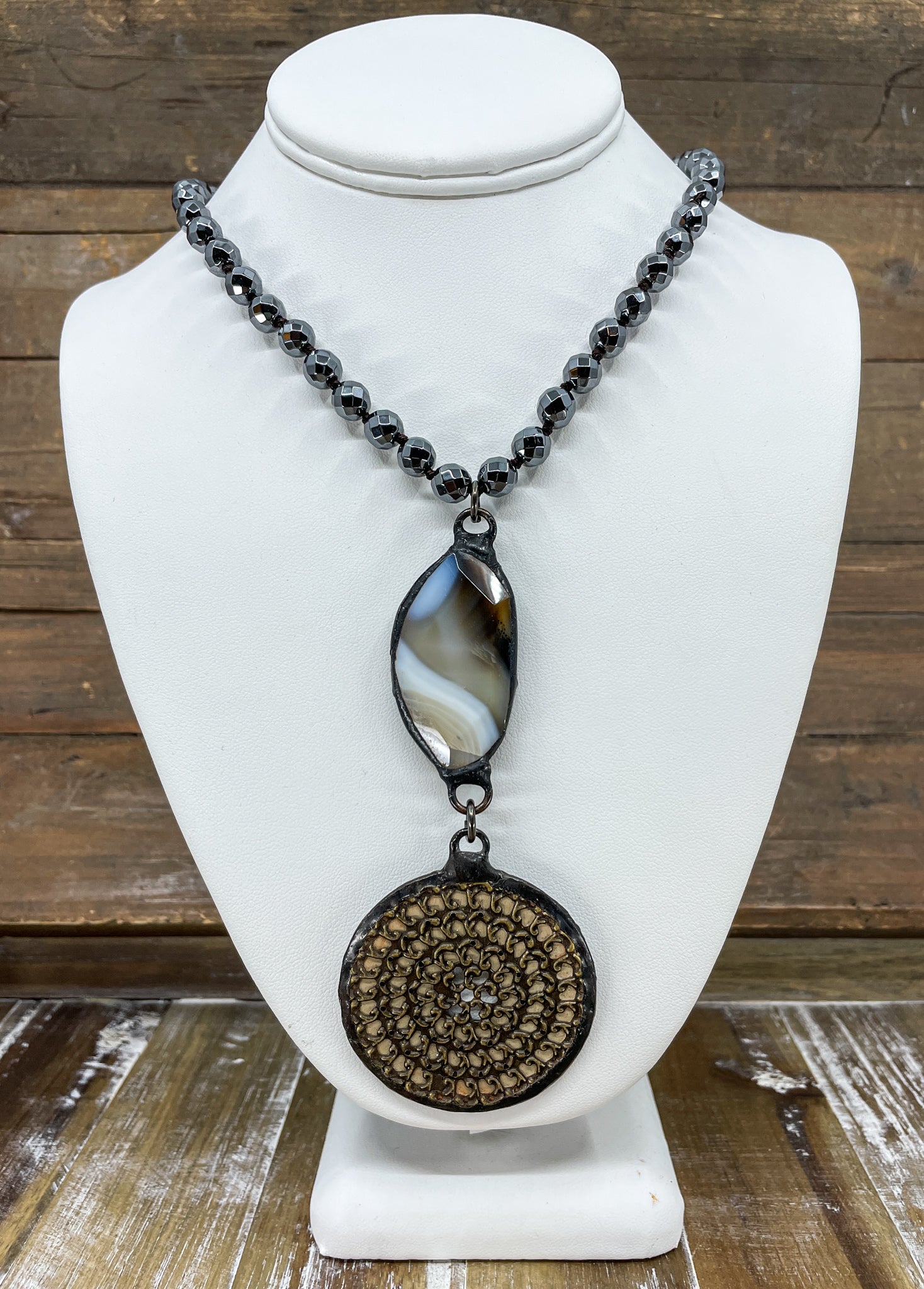 Vintage Soldered Circle Pendant Necklace
