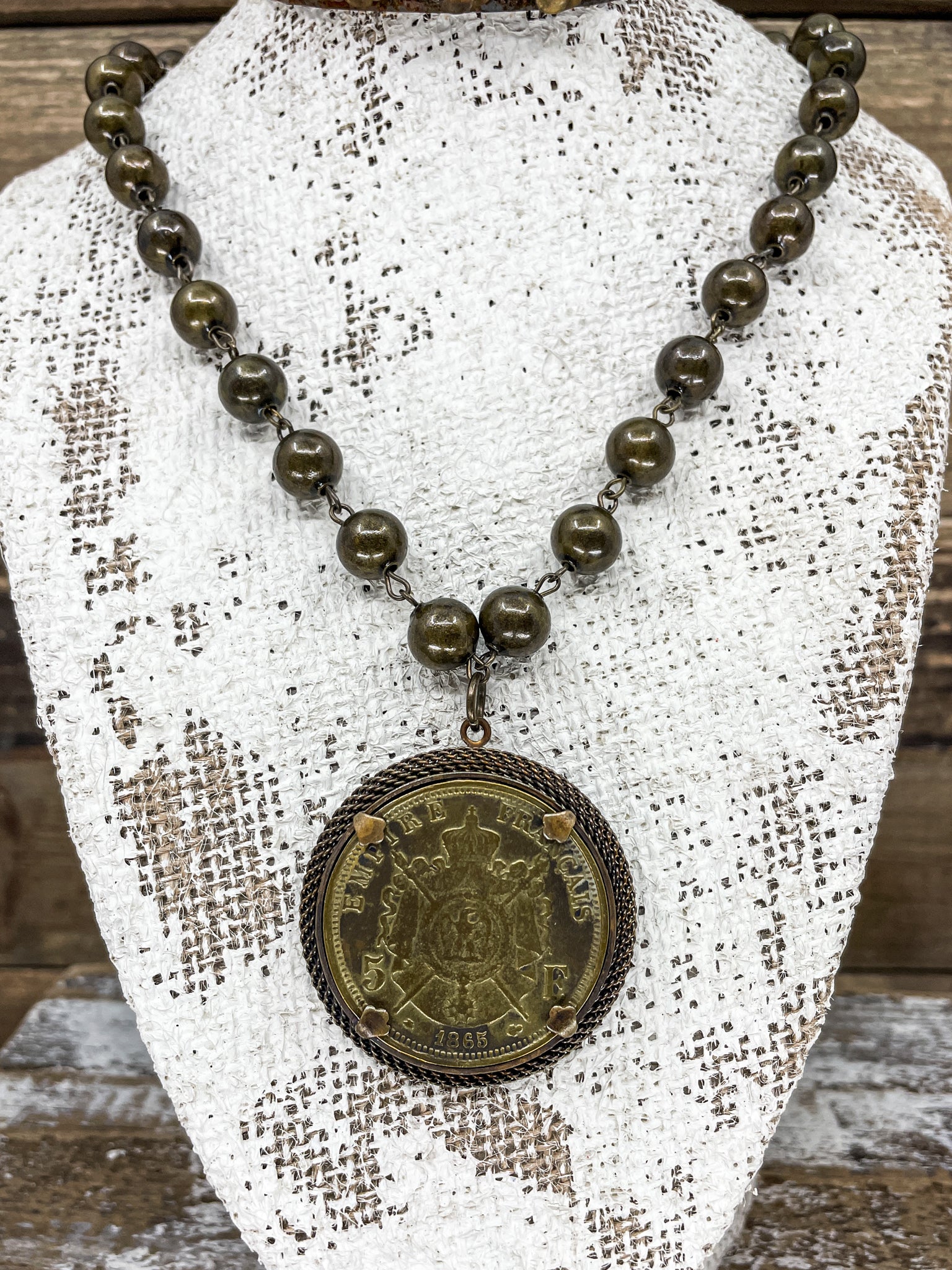 Vintage Metal Coin Pendant Necklace
