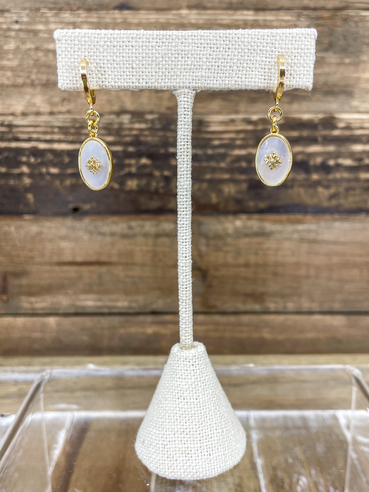 Oval Shaped Pearl & Gold Earrings